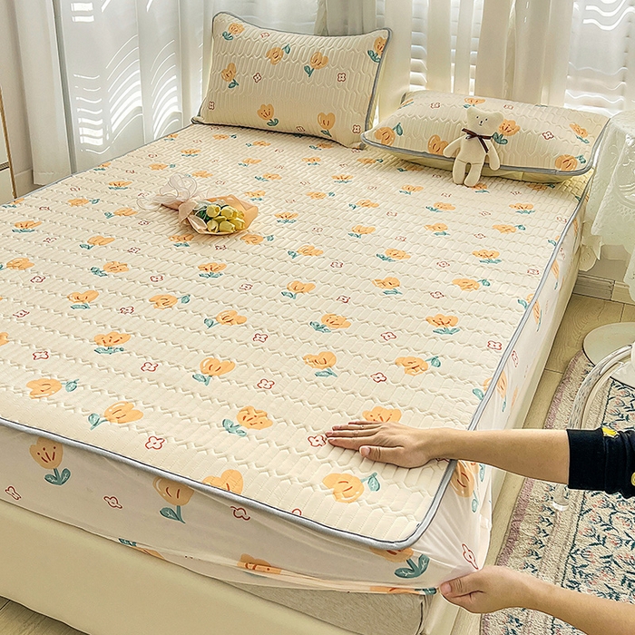 91家纺网 家纺一手货源 找家纺 民新家纺 2023新款乳胶凉席床笠款 郁金香