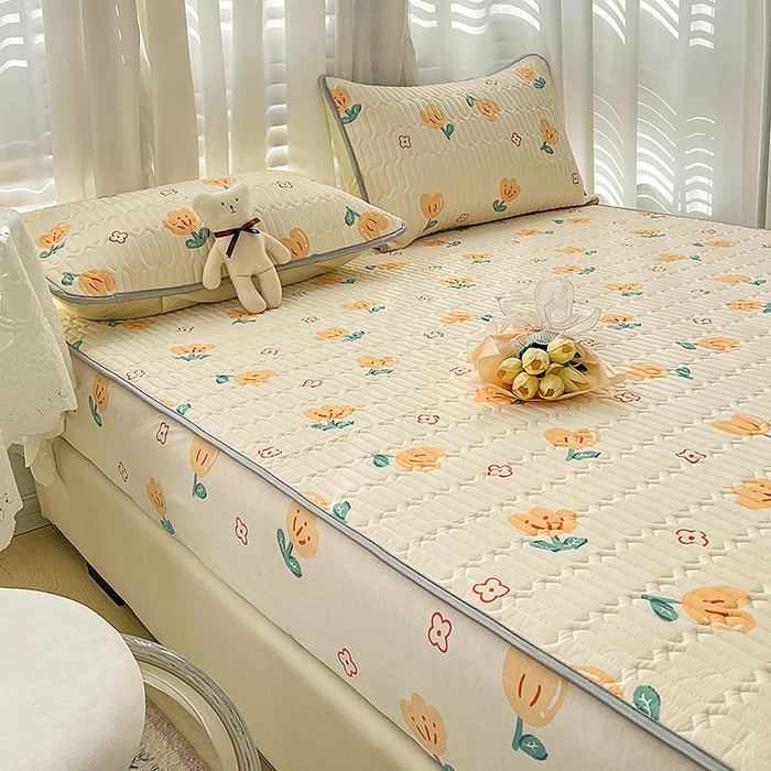 91家纺网 家纺一手货源 找家纺 民新家纺 2023新款乳胶凉席床笠款 郁金香