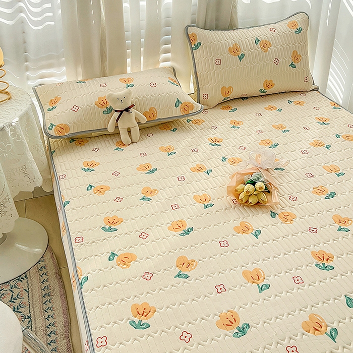 91家纺网 家纺一手货源 找家纺 民新家纺 2023新款乳胶凉席床笠款 郁金香