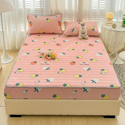 91家纺网 家纺一手货源 找家纺 民新家纺 2023新款乳胶凉席床笠款 小草莓