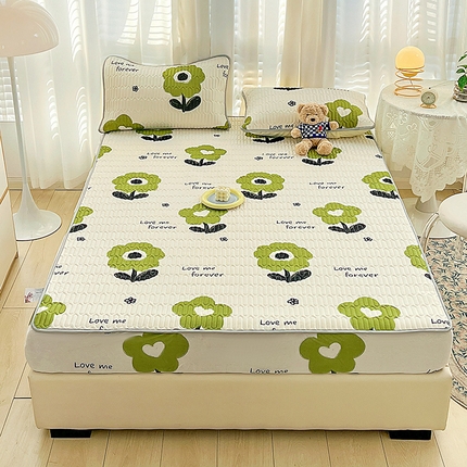 91家纺网 家纺一手货源 找家纺 民新家纺 2023新款乳胶凉席床笠款 幸运花