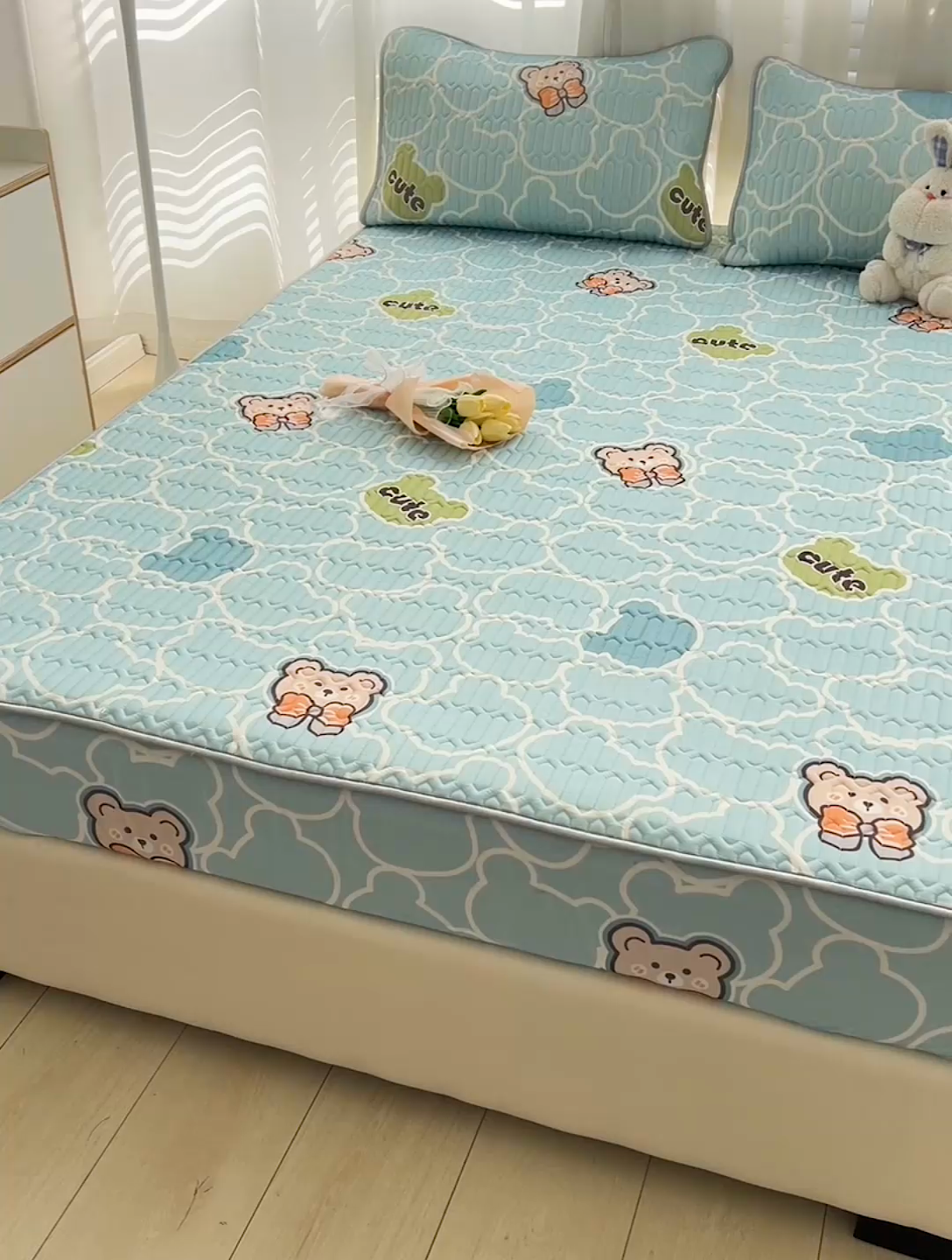 91家纺网 家纺一手货源 找家纺 民新家纺 2023新款乳胶凉席床笠款 淘气熊