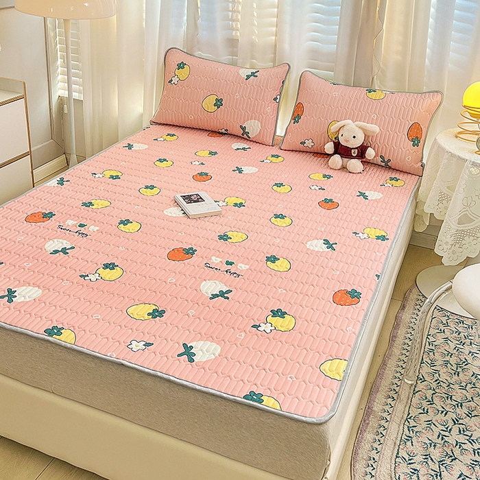 91家纺网 家纺一手货源 找家纺 民新家纺 2023新款乳胶凉席 小草莓