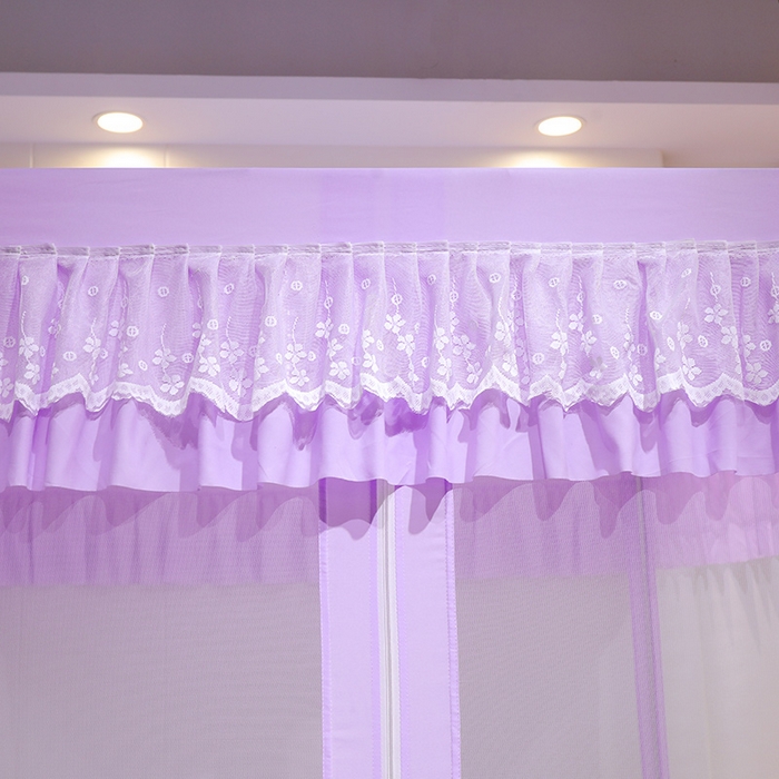 91家纺网 家纺一手货源 找家纺 艾晶美家纺有限公司 2023新款6片坐床布帘蚊帐 香芋紫