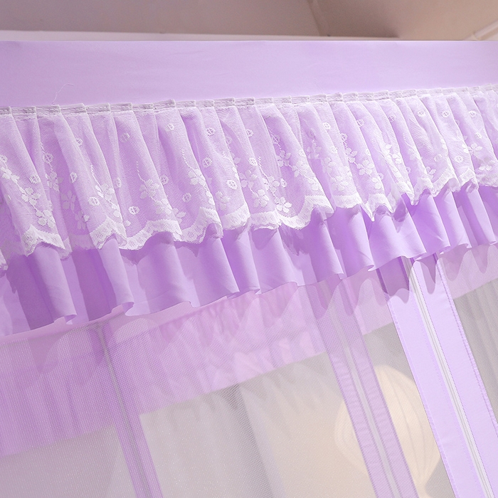 91家纺网 家纺一手货源 找家纺 艾晶美家纺有限公司 2023新款6片坐床布帘蚊帐 香芋紫