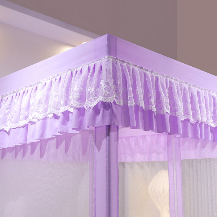 91家纺网 家纺一手货源 找家纺 艾晶美家纺有限公司 2023新款6片坐床布帘蚊帐 香芋紫