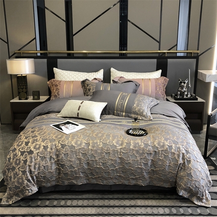 91家纺网 家纺一手货源 找家纺 （总）雪夫人  2023年 罗浮宫印象100支高精密浮雕四件套