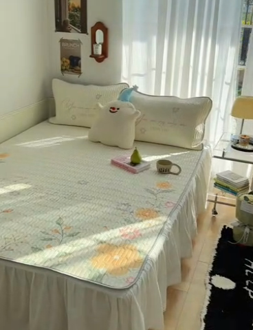 91家纺网 家纺一手货源 找家纺 慕尚家纺 2025新款乳胶大版席 清新花束