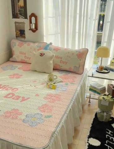 91家纺网 家纺一手货源 找家纺 慕尚家纺 2025新款乳胶大版席 花田小兔