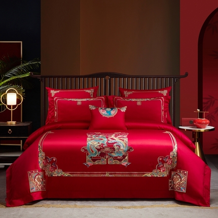 91家纺网 家纺一手货源 找家纺 （总）高大尚婚庆馆 2023新品 双股长绒棉提花系列 与子偕老