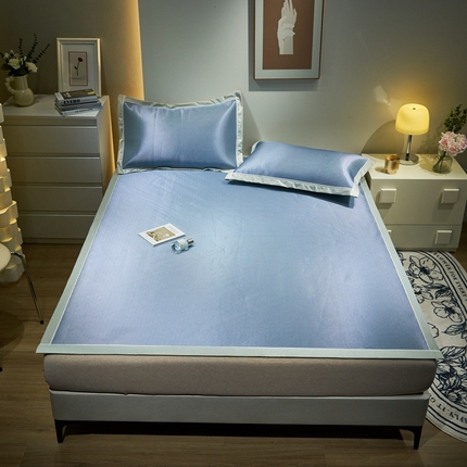 91家纺网 家纺一手货源 找家纺 （总）春晓2024新款高密A类碳光直角冰丝席凉席-无纺布纯色系列