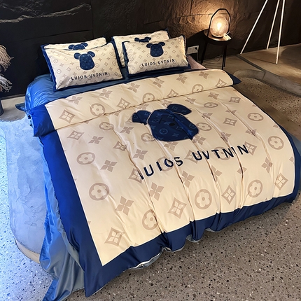 91家纺网 家纺一手货源 找家纺 色鬼 2023新款水洗天丝真丝四件套 蓝朋友