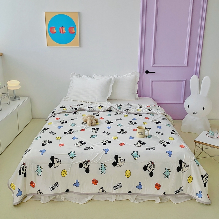 91家纺网 家纺一手货源 找家纺 星期八 2023新款迪士尼针织棉夏被 米奇