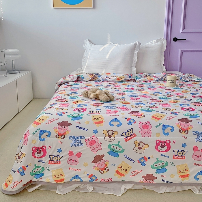 91家纺网 家纺一手货源 找家纺 星期八 2023新款迪士尼针织棉夏被 总动员