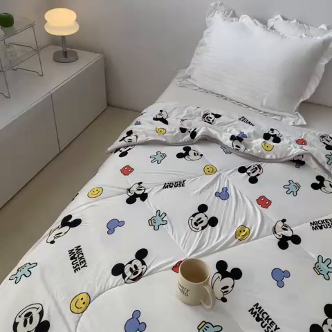 91家纺网 家纺一手货源 找家纺 星期八 2023新款迪士尼针织棉夏被 米奇