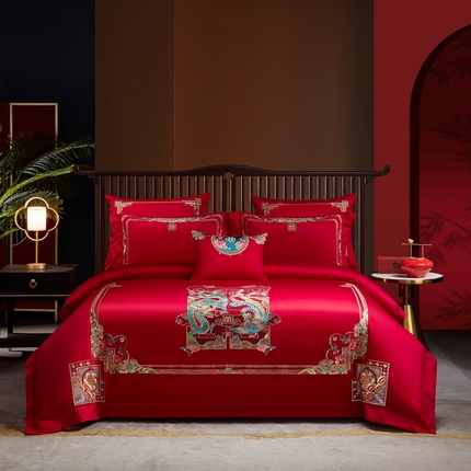 91家纺网 家纺一手货源 找家纺 高大尚 2023新款春夏长绒棉AB版系列 龙凤千禧