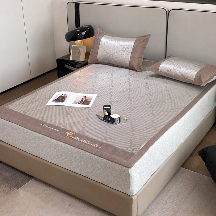 91家纺网 家纺一手货源 找家纺 伊被源 2023新款凉感冰藤席-沁雅、字母、蝶恋花 字母-灰