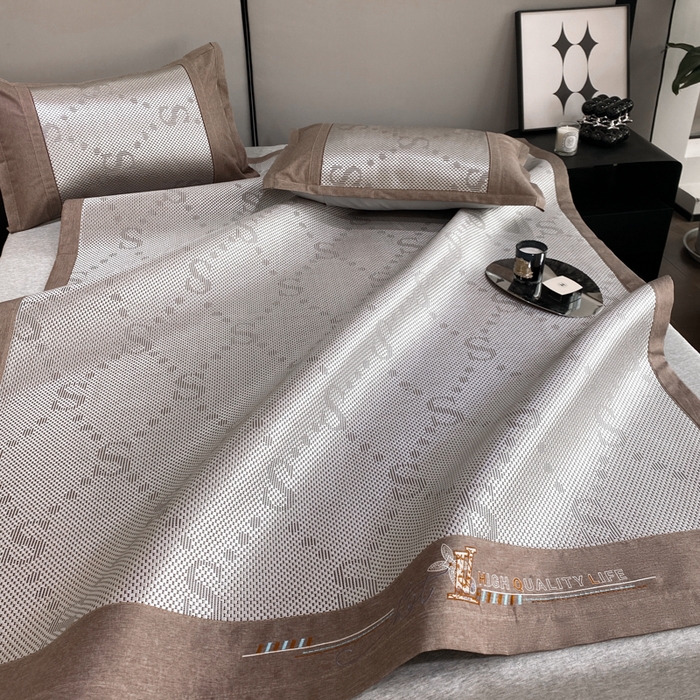 91家纺网 家纺一手货源 找家纺 伊被源 2023新款凉感冰藤席-沁雅、字母、蝶恋花 字母-灰