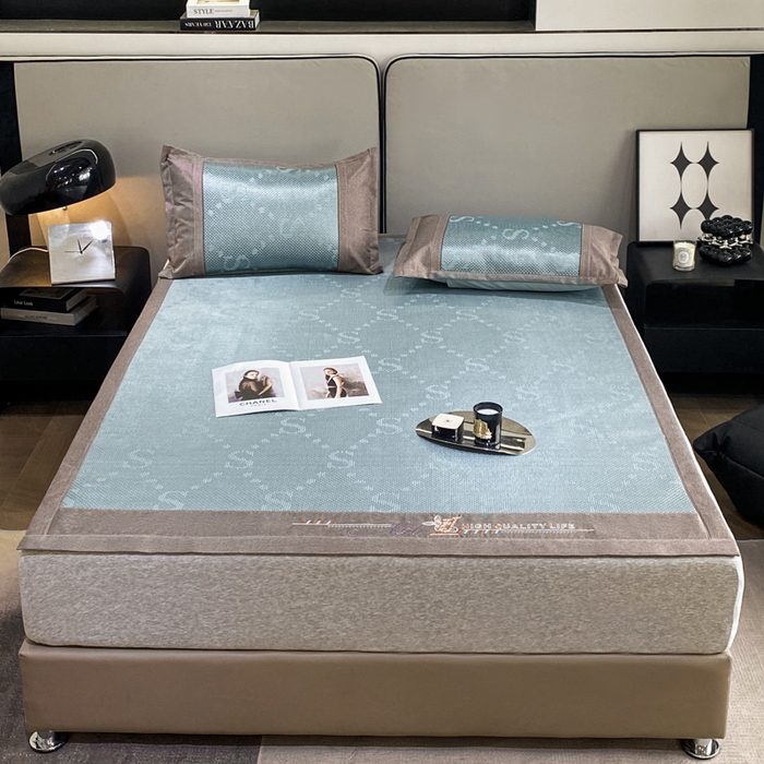 91家纺网 家纺一手货源 找家纺 伊被源 2023新款凉感冰藤席-沁雅、字母、蝶恋花 字母-绿