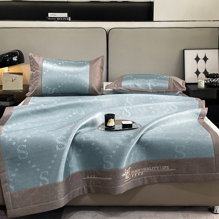 91家纺网 家纺一手货源 找家纺 伊被源 2023新款凉感冰藤席-沁雅、字母、蝶恋花 字母-绿