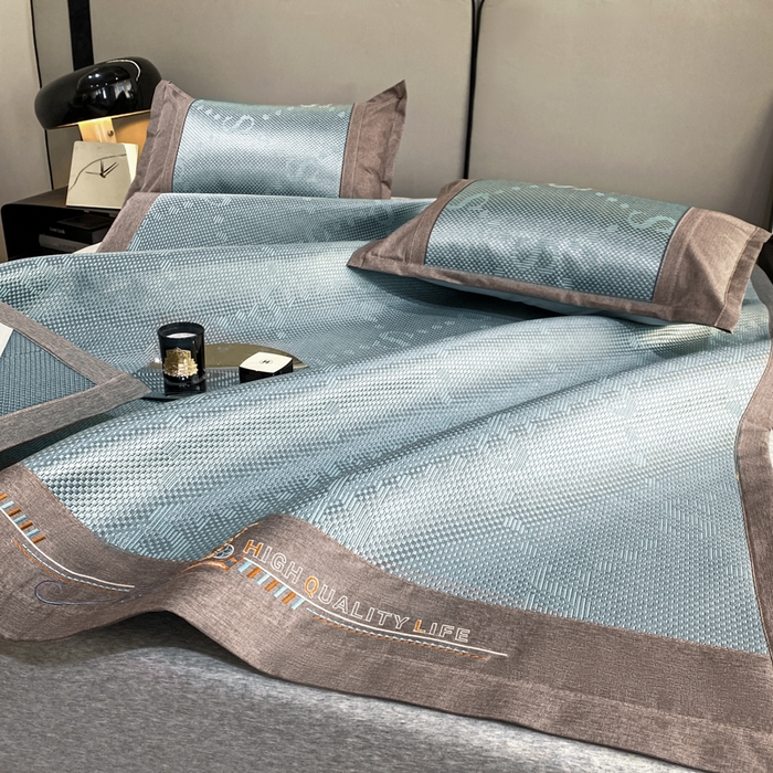 91家纺网 家纺一手货源 找家纺 伊被源 2023新款凉感冰藤席-沁雅、字母、蝶恋花 字母-绿