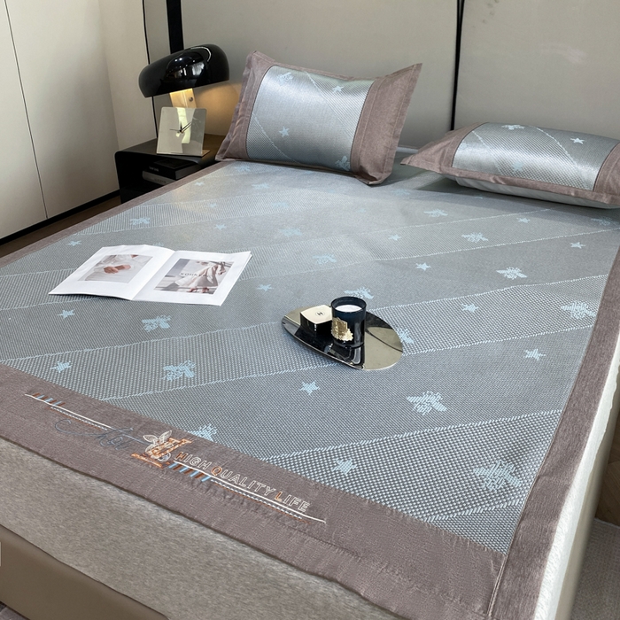 91家纺网 家纺一手货源 找家纺 伊被源 2023新款凉感冰藤席-沁雅、字母、蝶恋花 沁雅-绿