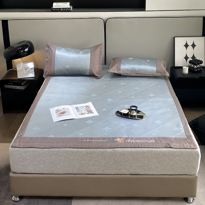 91家纺网 家纺一手货源 找家纺 伊被源 2023新款凉感冰藤席-沁雅、字母、蝶恋花 沁雅-绿