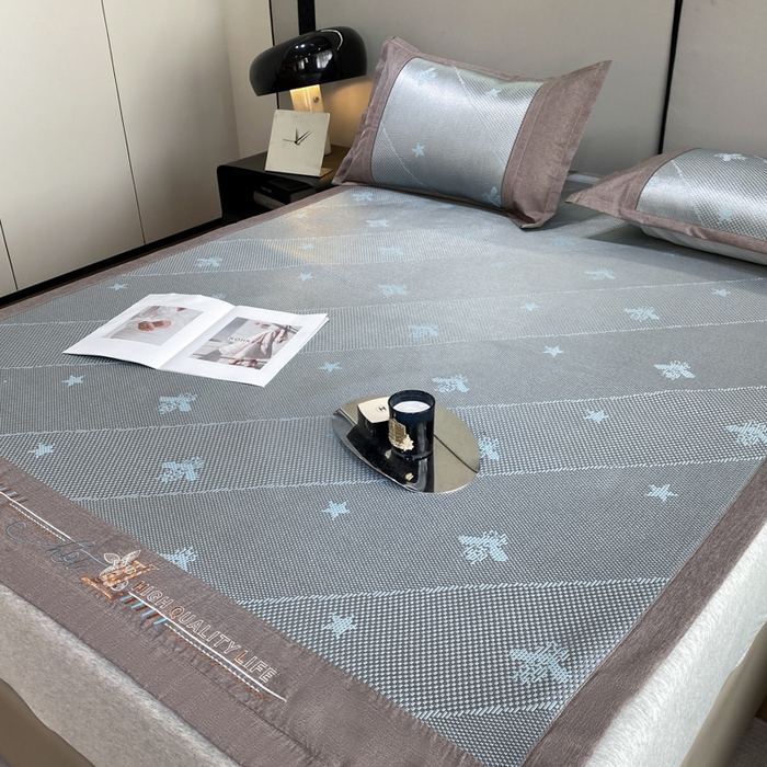 91家纺网 家纺一手货源 找家纺 伊被源 2023新款凉感冰藤席-沁雅、字母、蝶恋花 沁雅-绿