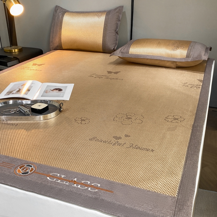 91家纺网 家纺一手货源 找家纺 伊被源 2023新款凉感冰藤席-沁雅、字母、蝶恋花 蝶恋花-金