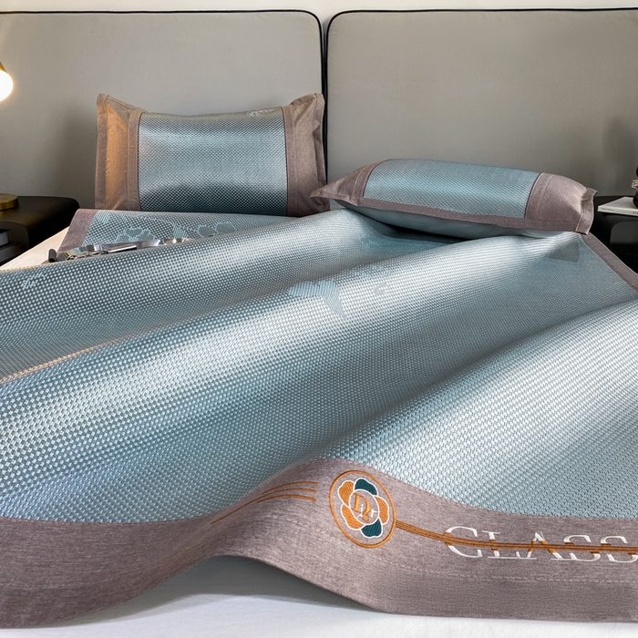 91家纺网 家纺一手货源 找家纺 伊被源 2023新款凉感冰藤席-沁雅、字母、蝶恋花 蝶恋花-绿