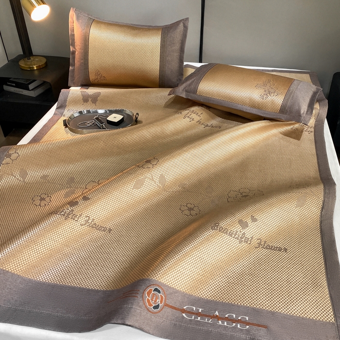 91家纺网 家纺一手货源 找家纺 伊被源 2023新款凉感冰藤席-沁雅、字母、蝶恋花 蝶恋花-金