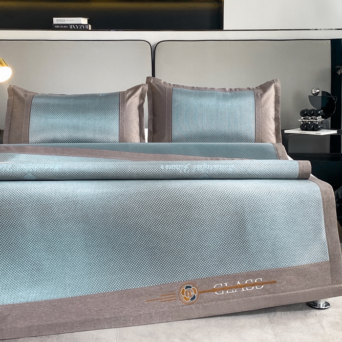 91家纺网 家纺一手货源 找家纺 伊被源 2023新款凉感冰藤席-沁雅、字母、蝶恋花 蝶恋花-绿