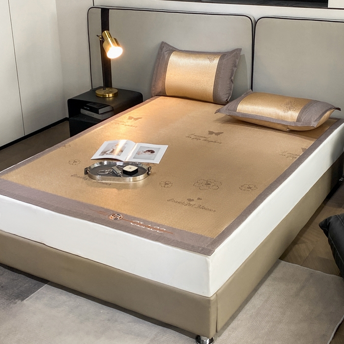 91家纺网 家纺一手货源 找家纺 伊被源 2023新款凉感冰藤席-沁雅、字母、蝶恋花 蝶恋花-金