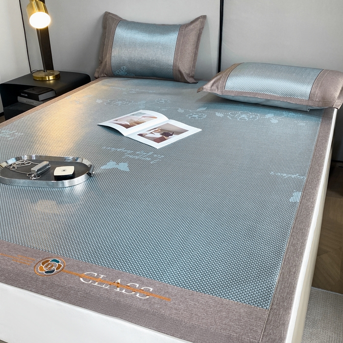 91家纺网 家纺一手货源 找家纺 伊被源 2023新款凉感冰藤席-沁雅、字母、蝶恋花 蝶恋花-绿