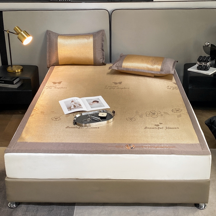 91家纺网 家纺一手货源 找家纺 伊被源 2023新款凉感冰藤席-沁雅、字母、蝶恋花 蝶恋花-金