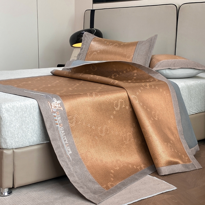 91家纺网 家纺一手货源 找家纺 伊被源 2023新款凉感冰藤席-沁雅、字母、蝶恋花 字母-咖