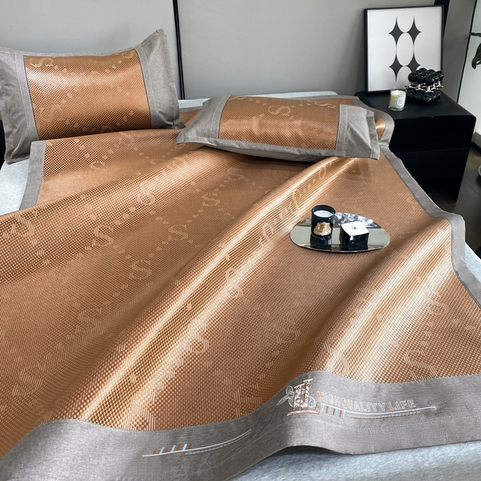 91家纺网 家纺一手货源 找家纺 伊被源 2023新款凉感冰藤席-沁雅、字母、蝶恋花 字母-咖