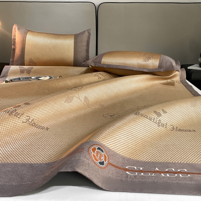 91家纺网 家纺一手货源 找家纺 伊被源 2023新款凉感冰藤席-沁雅、字母、蝶恋花 蝶恋花-金