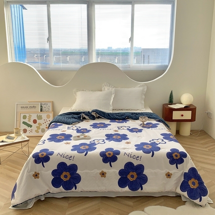 星期八 2023新款全棉豆豆春秋被夏被 蓝色花