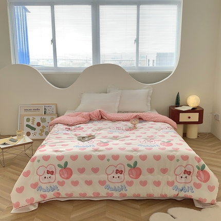 星期八 2023新款全棉豆豆春秋被夏被 桃子兔