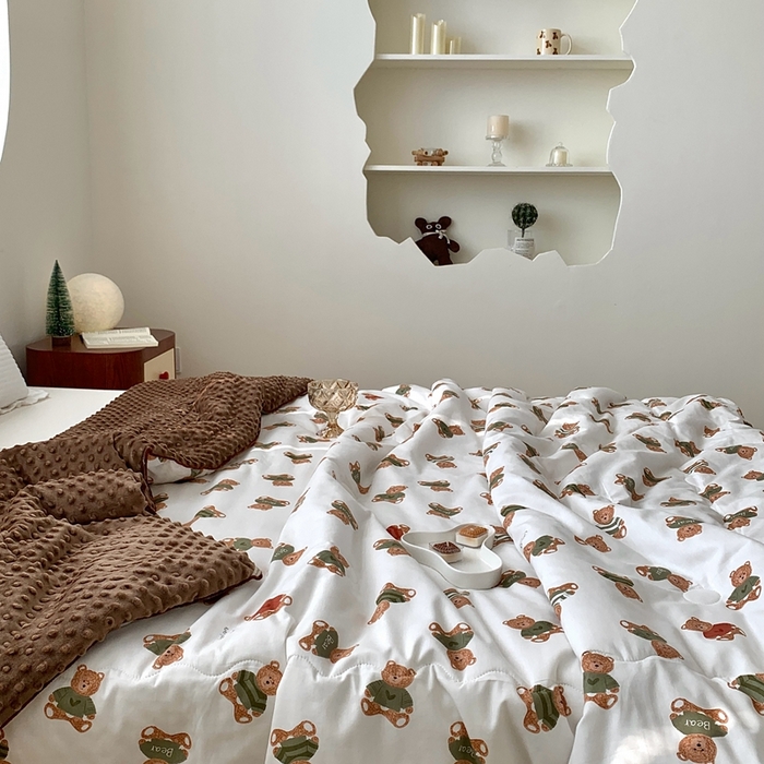 91家纺网 家纺一手货源 找家纺 星期八 2023新款全棉豆豆春秋被夏被 小熊