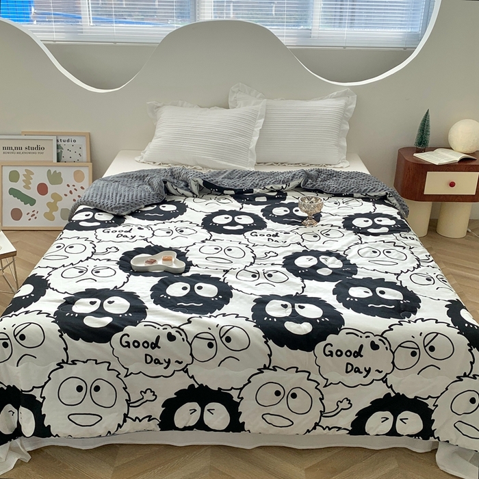 91家纺网 家纺一手货源 找家纺 星期八 2023新款全棉豆豆春秋被夏被 小怪兽