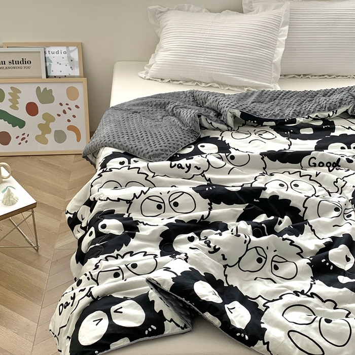 91家纺网 家纺一手货源 找家纺 星期八 2023新款全棉豆豆春秋被夏被 小怪兽