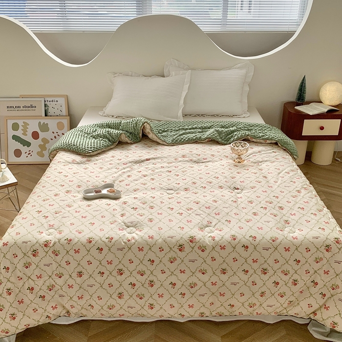 91家纺网 家纺一手货源 找家纺 星期八 2023新款全棉豆豆春秋被夏被 香兰