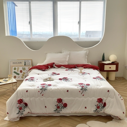 星期八 2023新款全棉豆豆春秋被夏被 玫瑰花