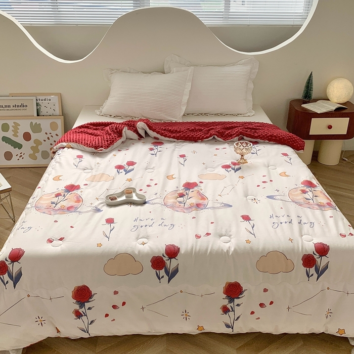 91家纺网 家纺一手货源 找家纺 星期八 2023新款全棉豆豆春秋被夏被 爱情