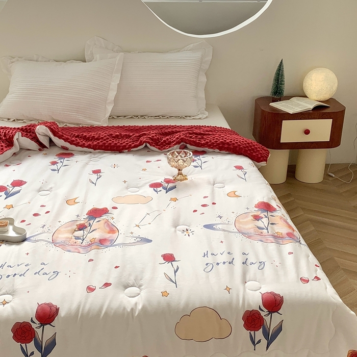 91家纺网 家纺一手货源 找家纺 星期八 2023新款全棉豆豆春秋被夏被 爱情