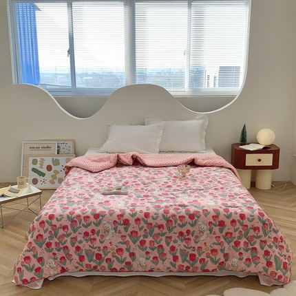 星期八 2023新款全棉豆豆春秋被夏被 郁金香兔