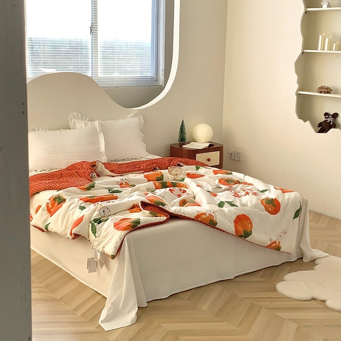 91家纺网 家纺一手货源 找家纺 星期八 2023新款全棉豆豆春秋被夏被 兔发喜柿