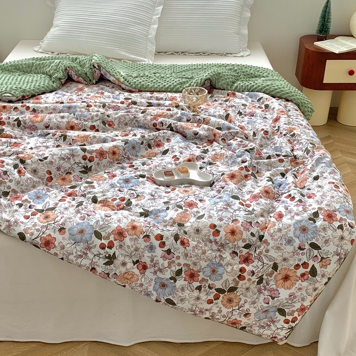 91家纺网 家纺一手货源 找家纺 星期八 2023新款全棉豆豆春秋被夏被 繁花